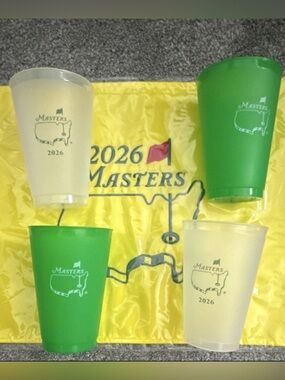 Masters 2026 Beverage Cups Set Green/Frosted White Golf Souvenir Set of 4